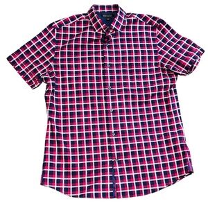 Banana Republic Non-Iron Tailored Slim Fit Red, White, Blue Button Down | Size L